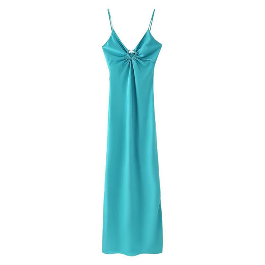 VESTIDO CLARISA MAXI TURQUESA