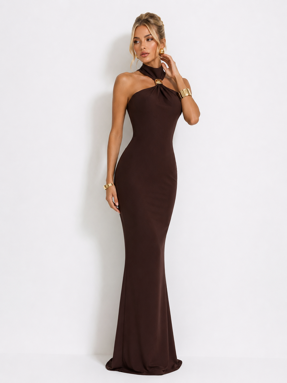 VESTIDO MAXI BRIELLE CAFÉ