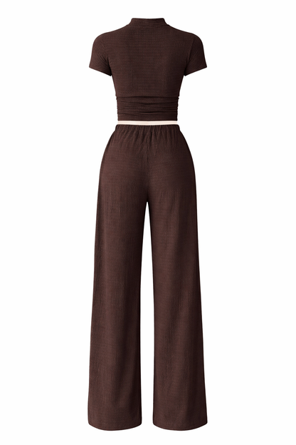 CONJUNTO KATIE CAFÉ BLUSA + PANTALÓN
