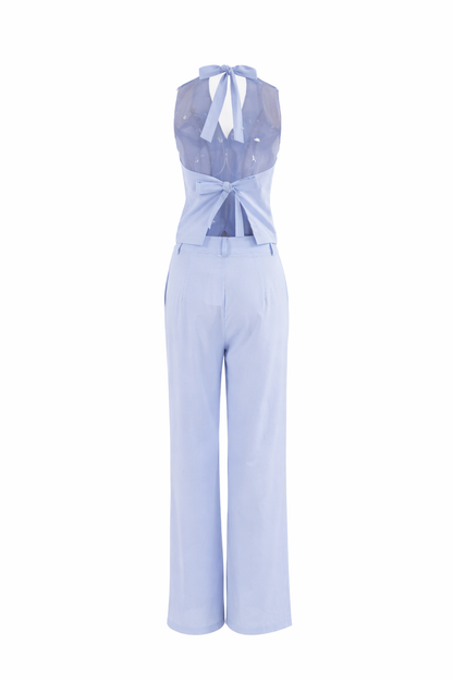 CONJUNTO NOELLE BABY BLUE CHALECO + PANTALÓN
