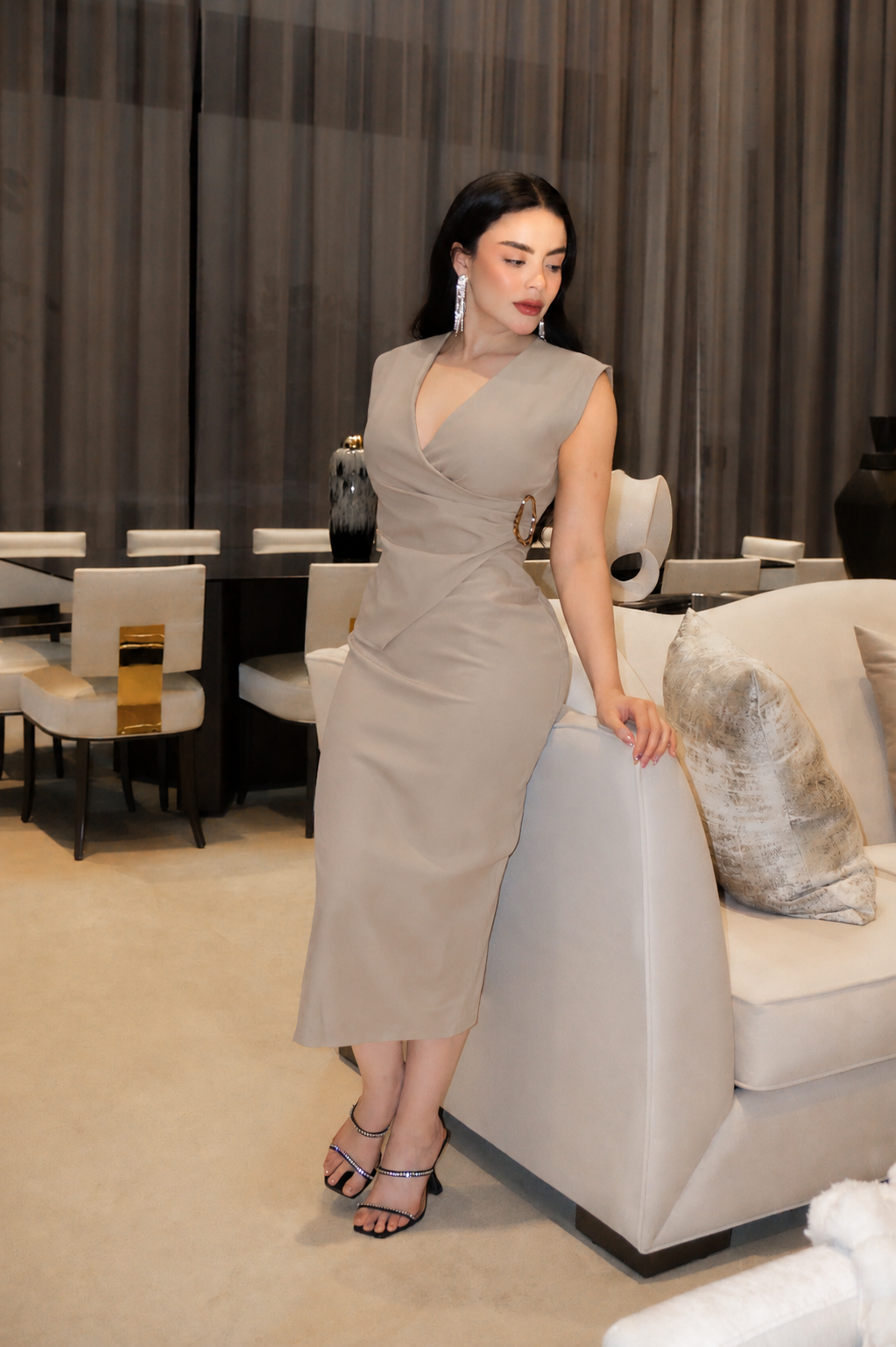 VESTIDO MIDI AMARYS KHAKI