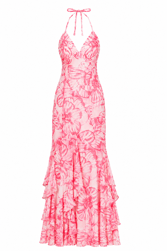 VESTIDO FLORAL MAXI PARIS PINK
