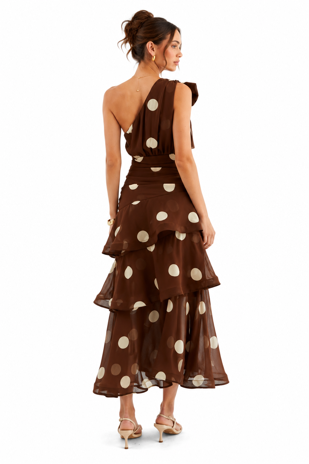 VESTIDO NOREIA POLKA DOT CAFÉ