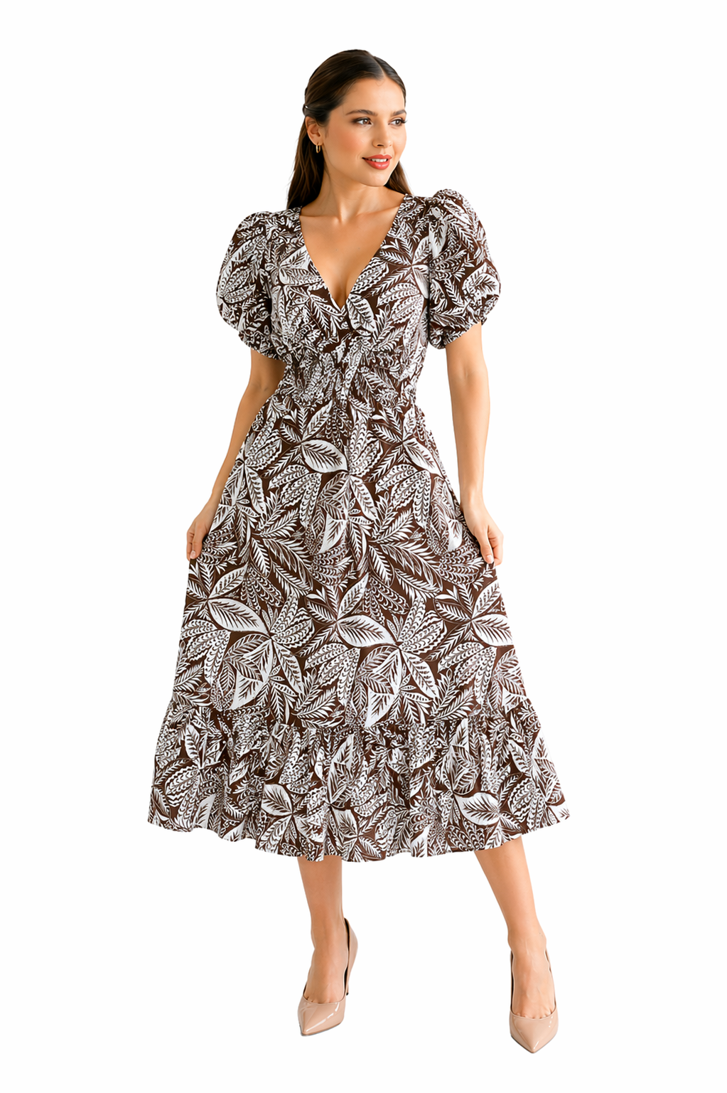 VESTIDO AZALEA ESTAMPADO CAFÉ