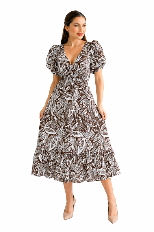 VESTIDO AZALEA ESTAMPADO CAFÉ