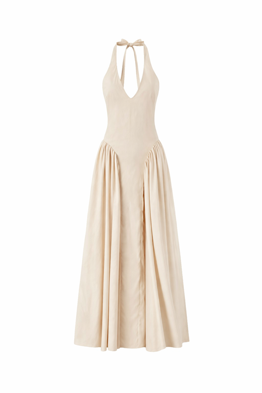 VESTIDO MIDI VICTORIA CAMEL ALGODÓN