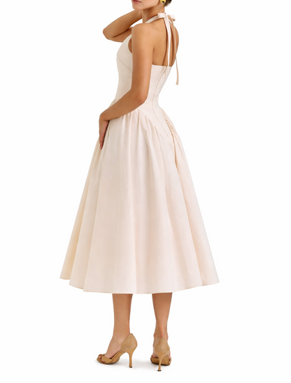 VESTIDO MIDI VICTORIA CAMEL ALGODÓN