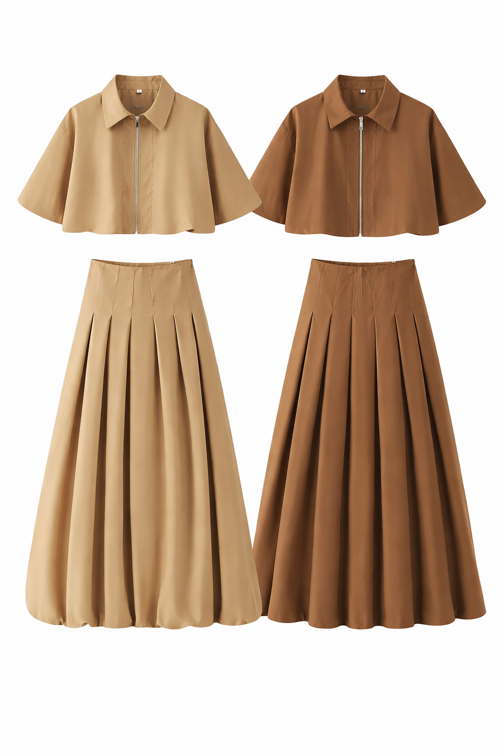 CONJUNTO MILA CAFÉ BLUSA + FALDA