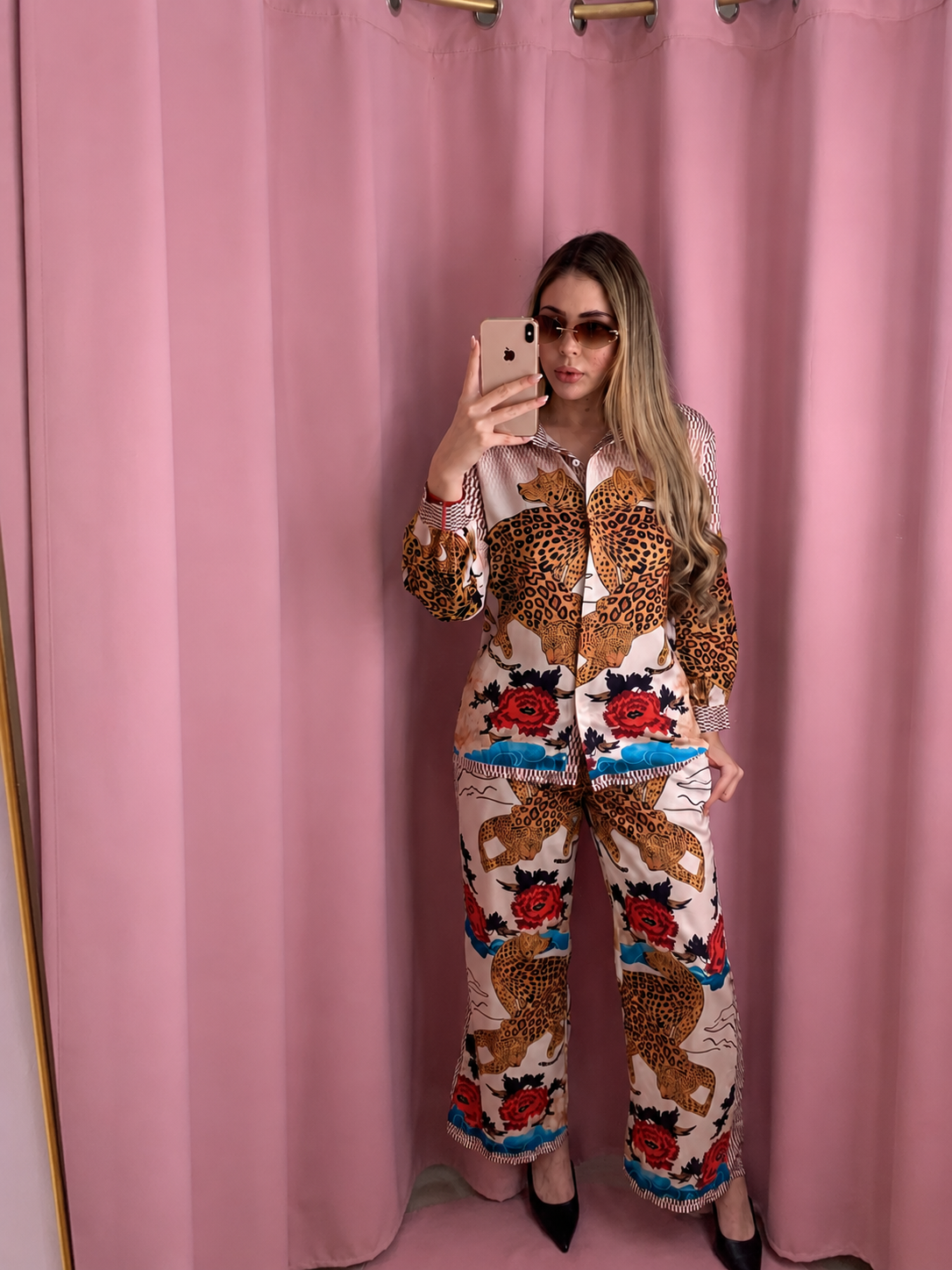 CONJUNTO LEOPARDOS Y FLORES