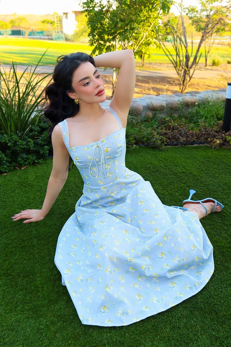 VESTIDO MIDI JASMINE BABY BLUE