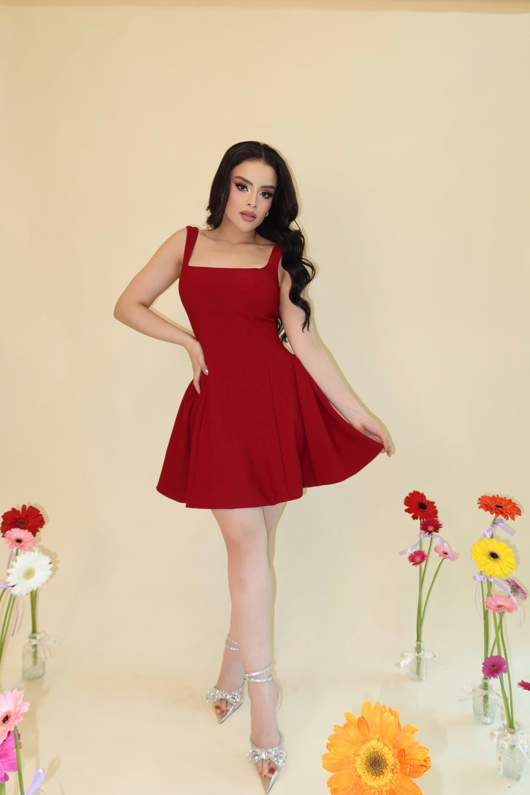 VESTIDO JENNY WINE RED