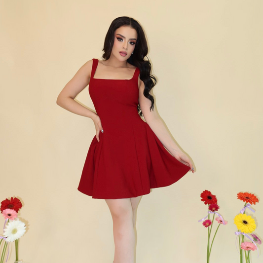 VESTIDO JENNY WINE RED
