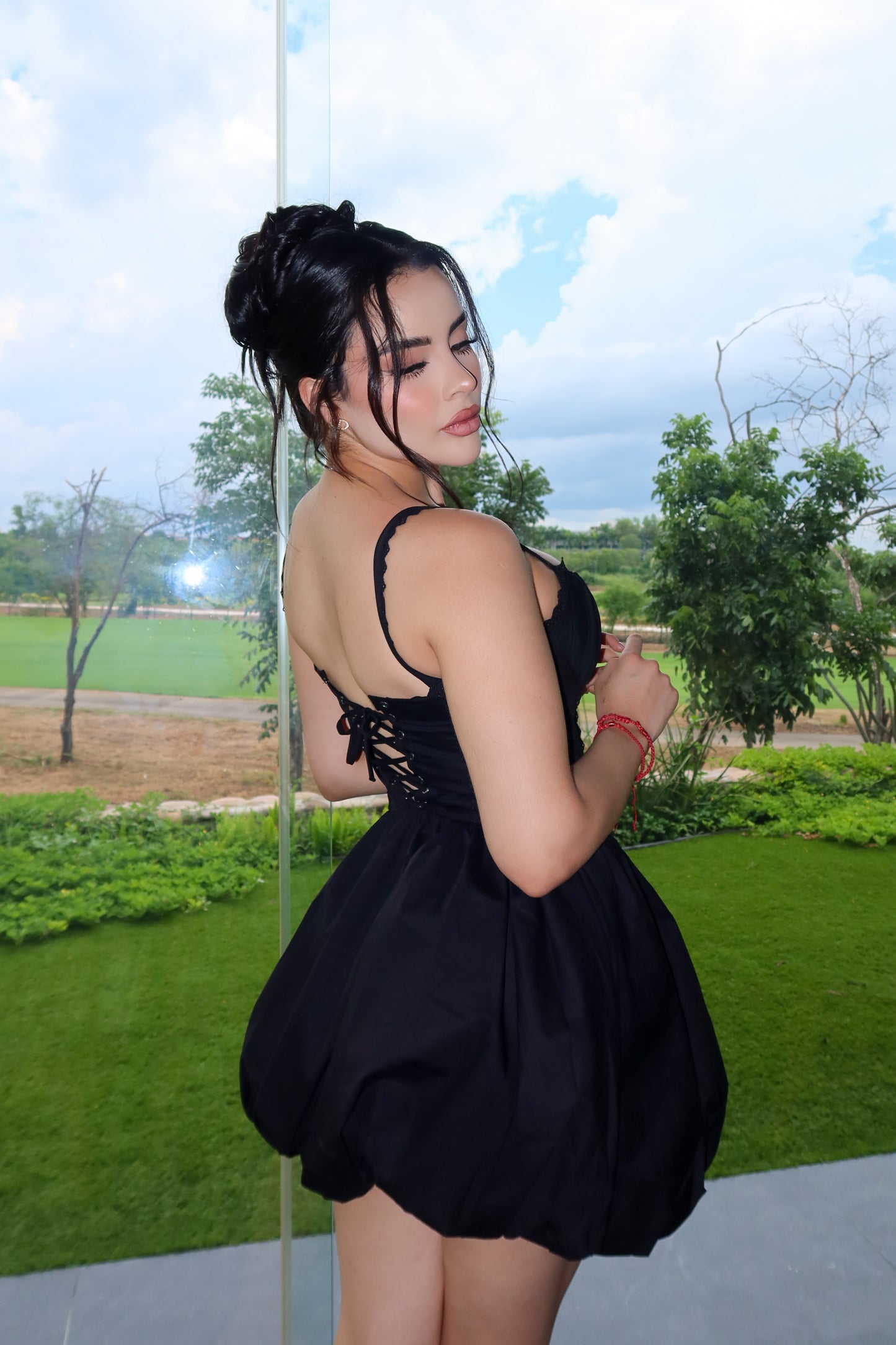 VESTIDO MINI CELESTE CORSET BLACK