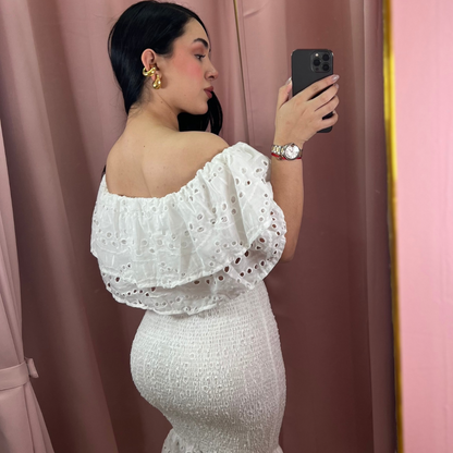 SET BLUSA+ FALDA LARGA BLANCO