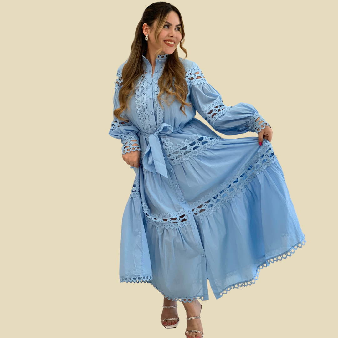 THE MONROE DAY COTTON DRESS BABY BLUE