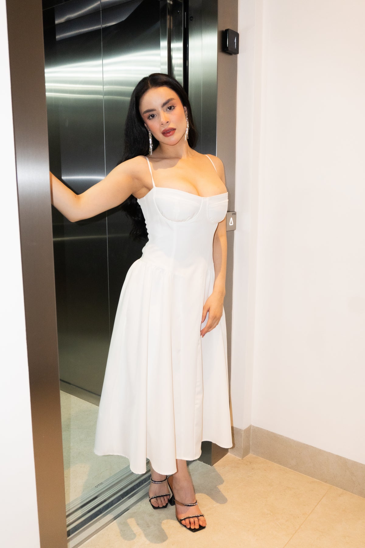 SCARLETT DRESS MIDI IVORY WHITE