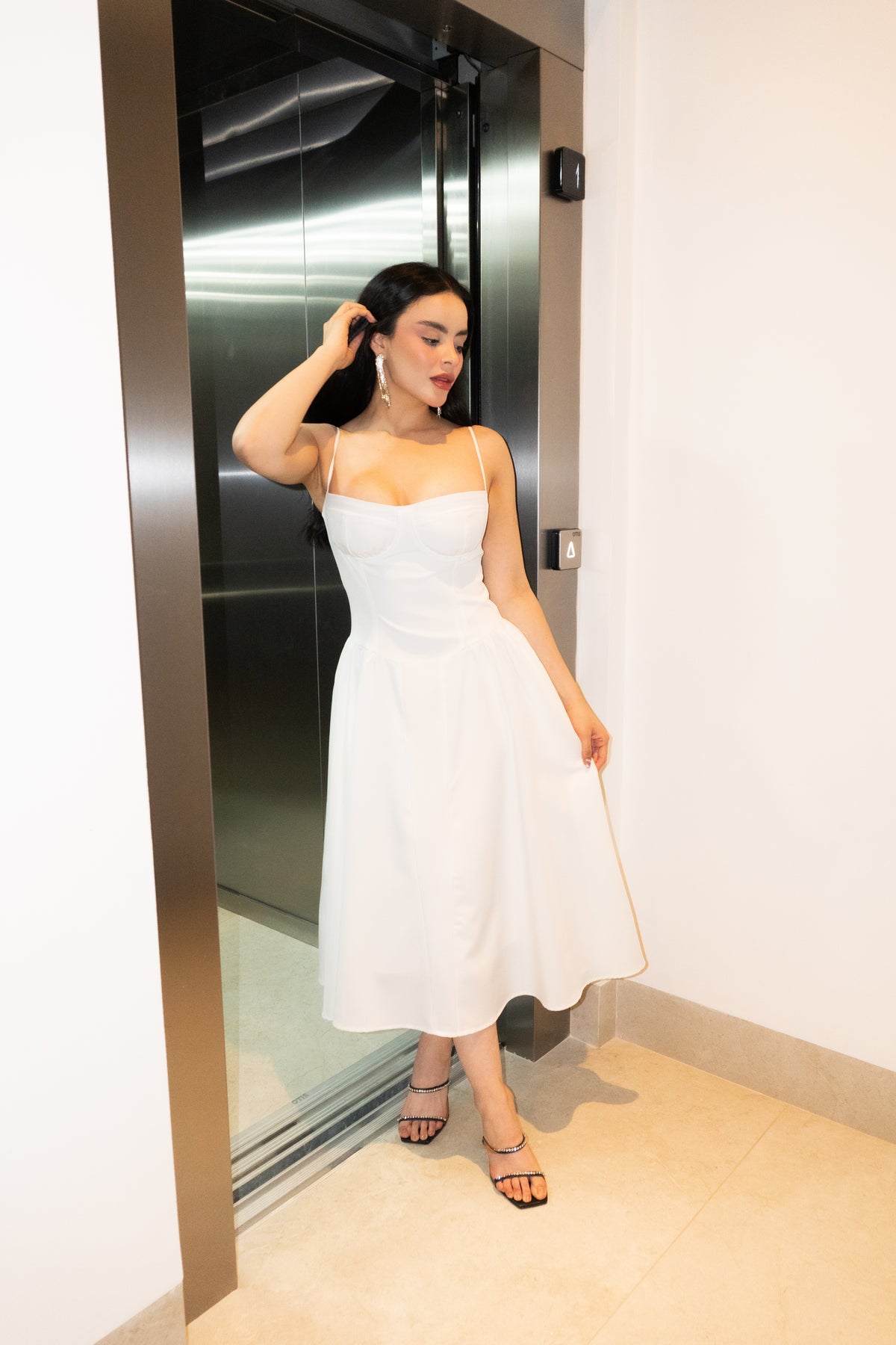 SCARLETT DRESS MIDI IVORY WHITE
