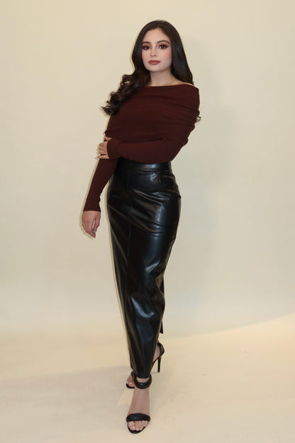 FALDA LARGA VINIPIEL NEGRA