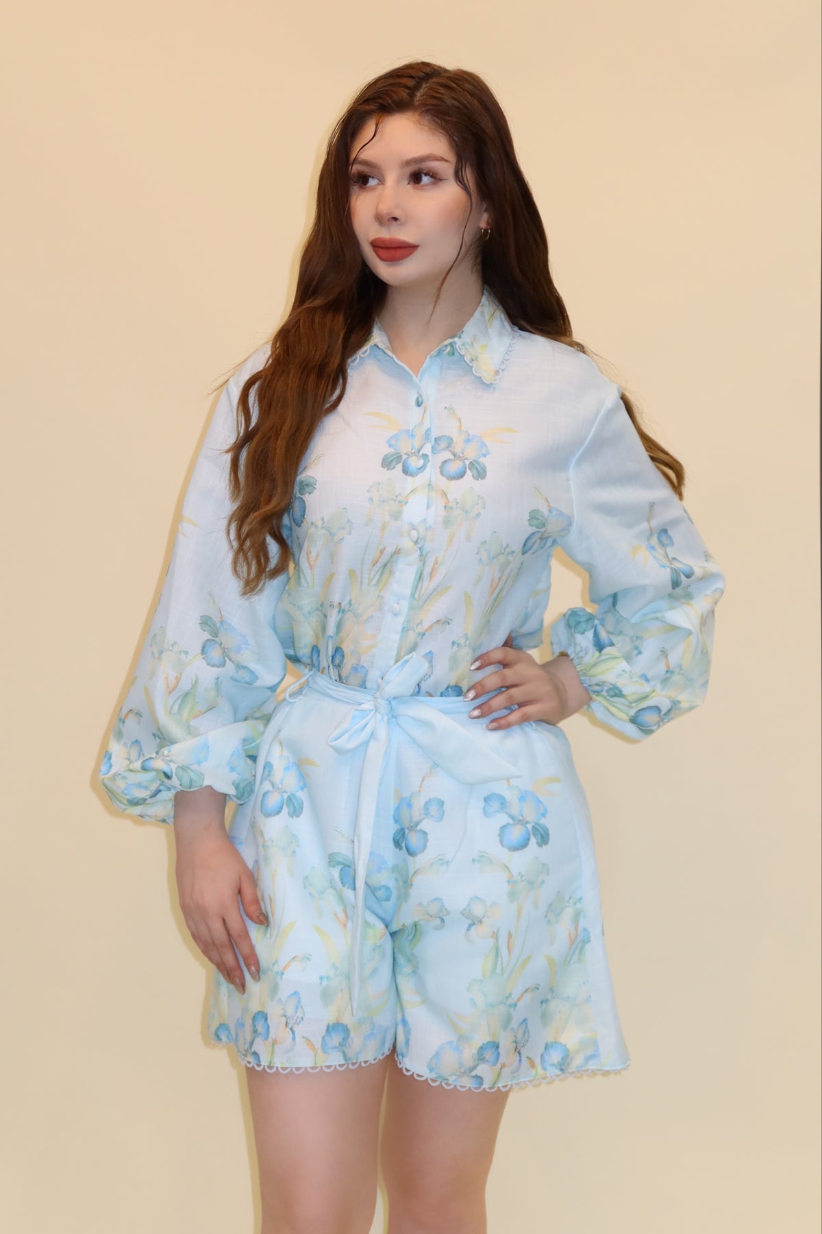 THE HARPER LINEN SET BABY BLUE