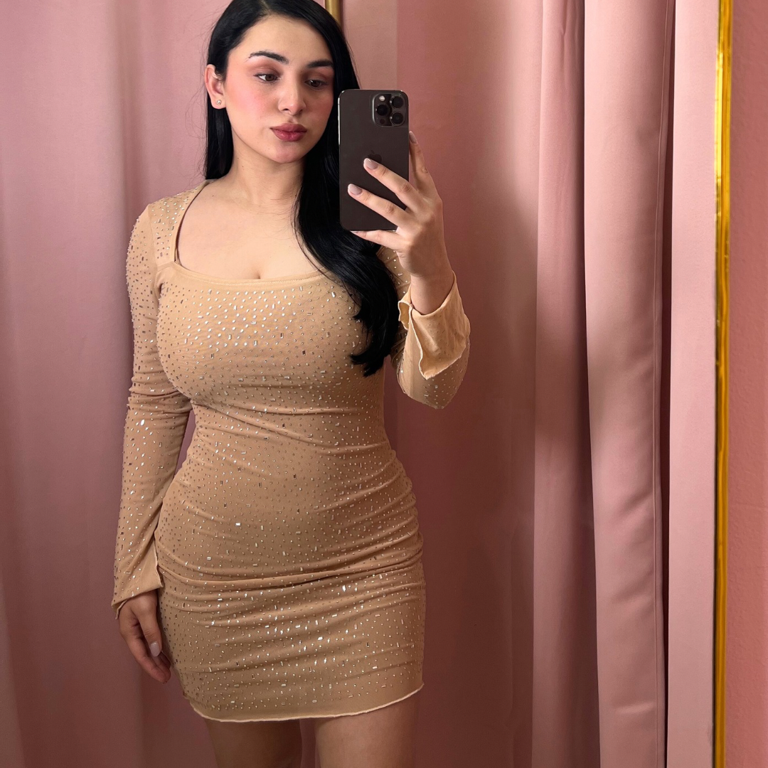 VESTIDO PIEDRAS NUDE