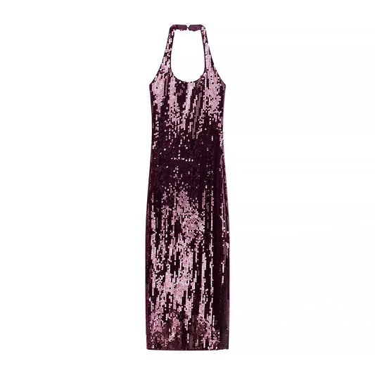VESTIDO LENTEJUELA MORADO