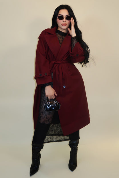 GABARDINA TINTA CON CINTO