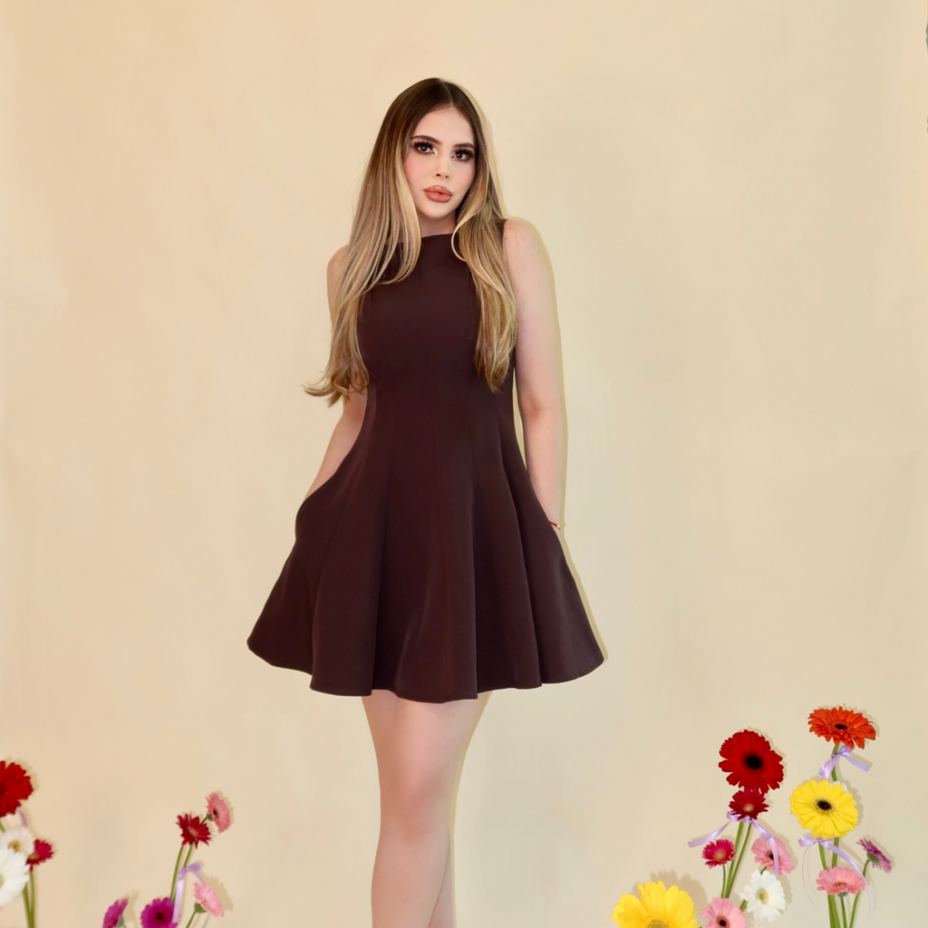 VESTIDO MINI KARLA CAFE