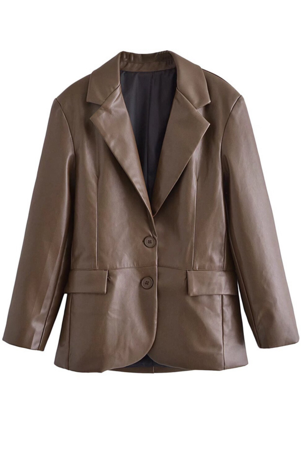BLAZER CAFE EFECTO PIEL OFELIA