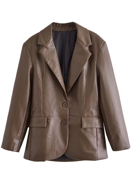 BLAZER CAFE EFECTO PIEL OFELIA