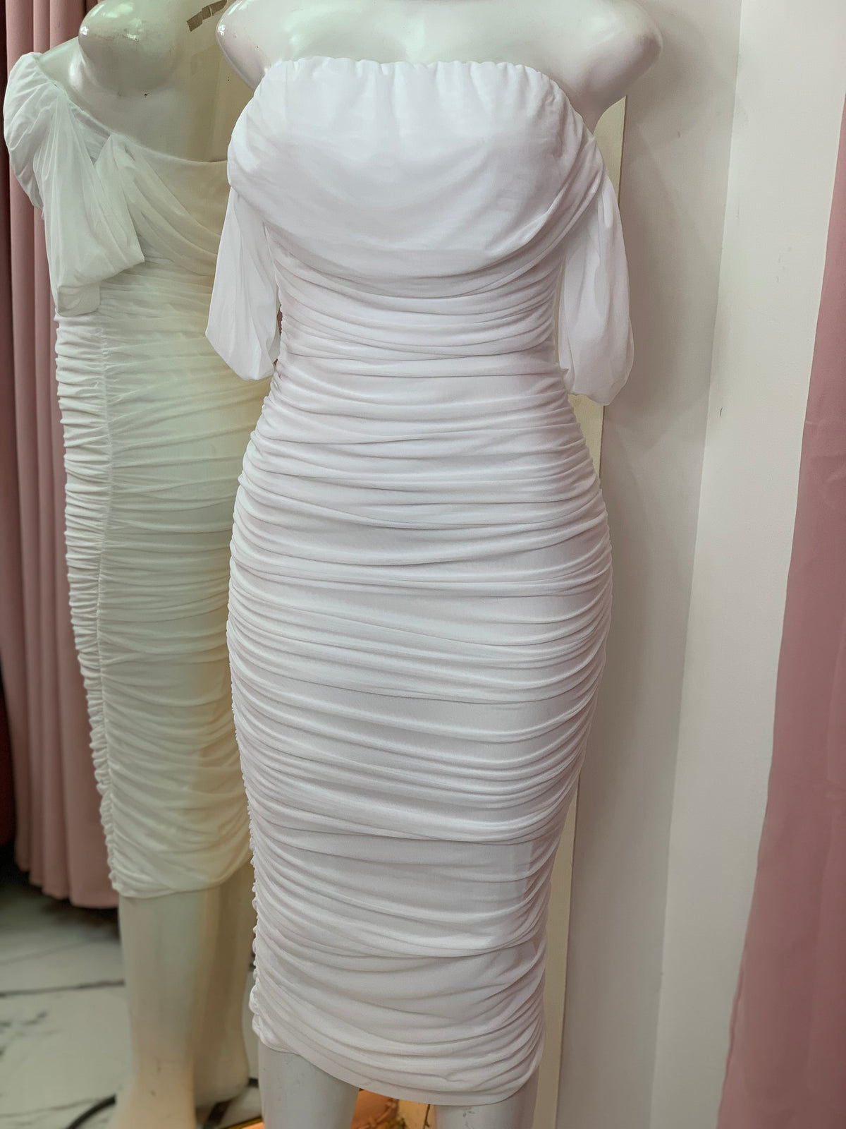 VESTIDO MIDI MESH VIVIAN BLANCO