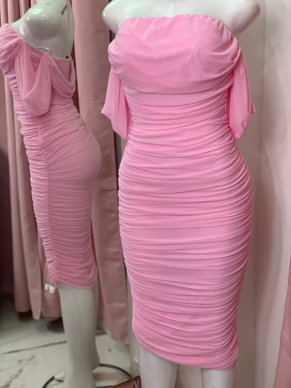VESTIDO MIDI MESH VIVIAN BABY PINK