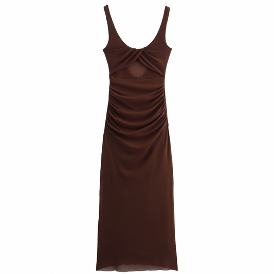 VESTIDO MESH CAFÉ