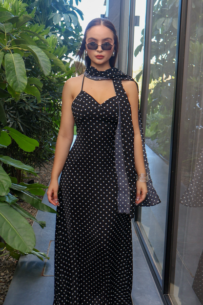 VESTIDO MAXI AMARA POLKA DOT