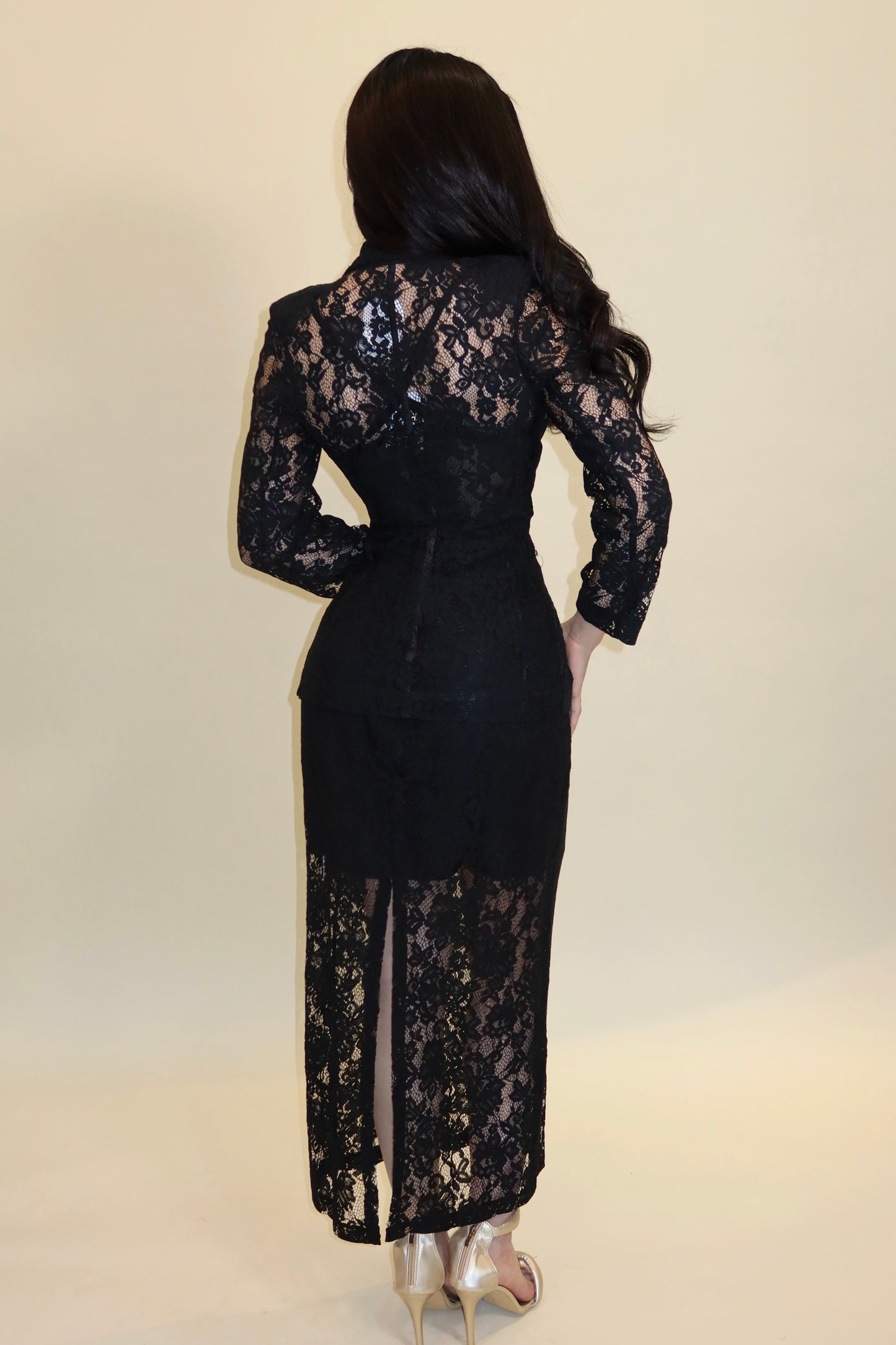 CONJUNTO ENCAJE BLAZER+ FALDA