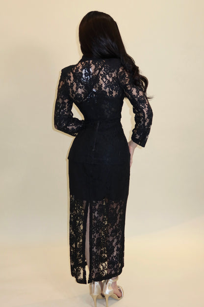 CONJUNTO ENCAJE BLAZER+ FALDA