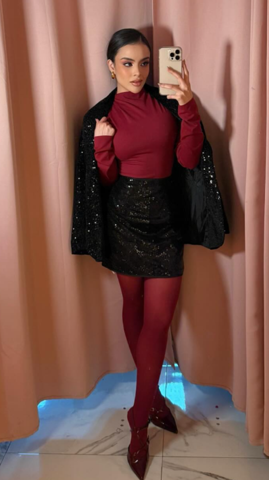 FALDA LENTEJUELAS COLOR NEGRO