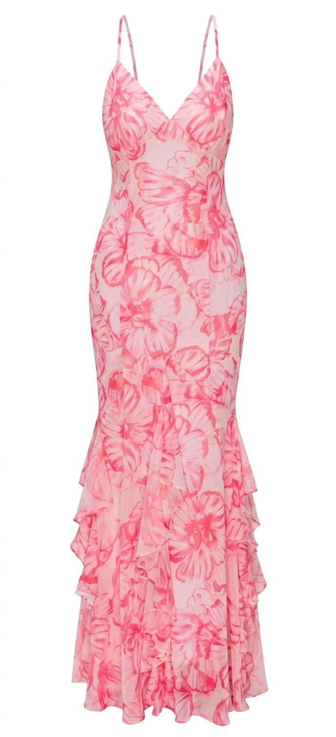 VESTIDO FLORAL MAXI PARIS PINK