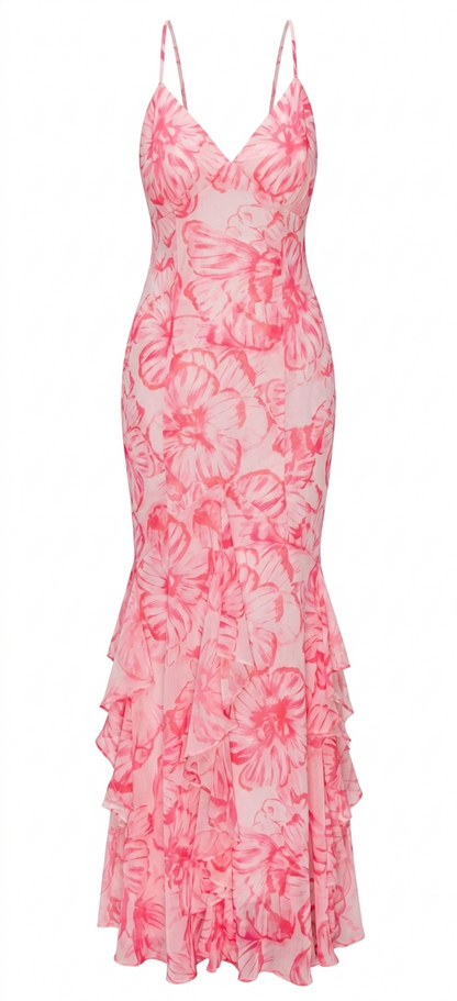 VESTIDO FLORAL MAXI PARIS PINK