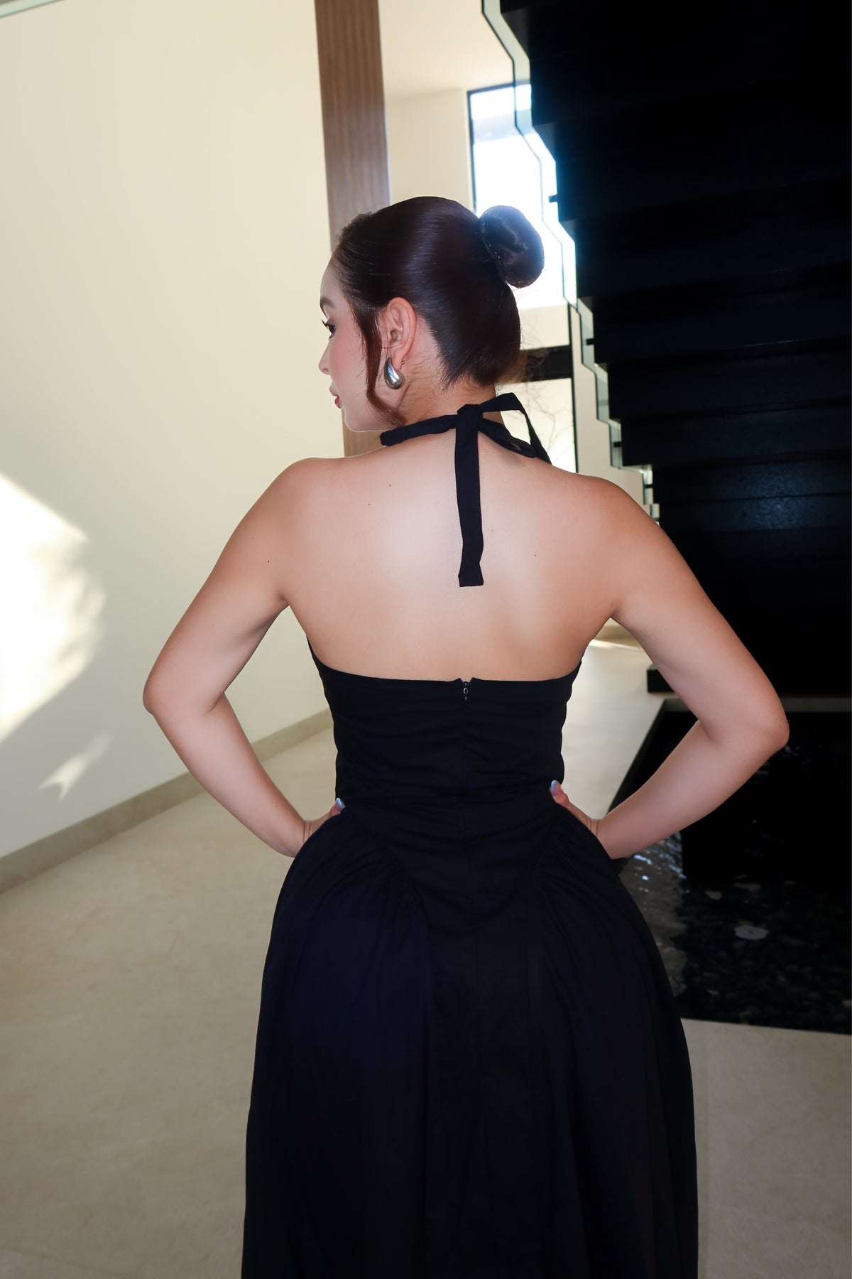 VESTIDO MIDI VICTORIA BLACK ALGODÓN