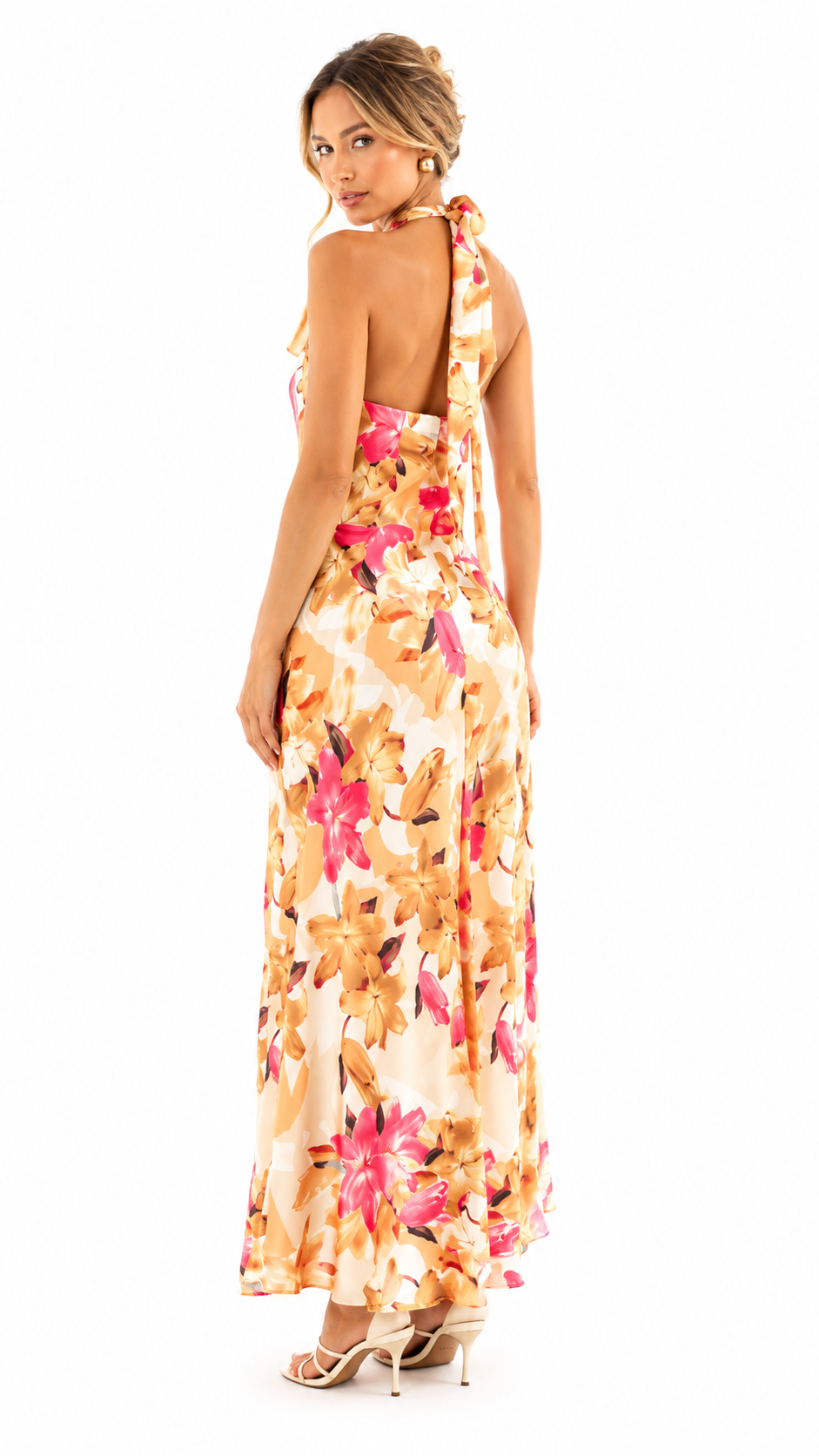 VESTIDO ELZAIRE  PINK FLORAL MIDI
