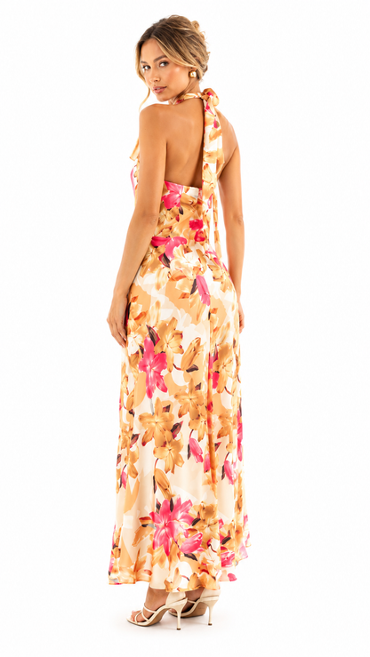 VESTIDO ELZAIRE  PINK FLORAL MIDI