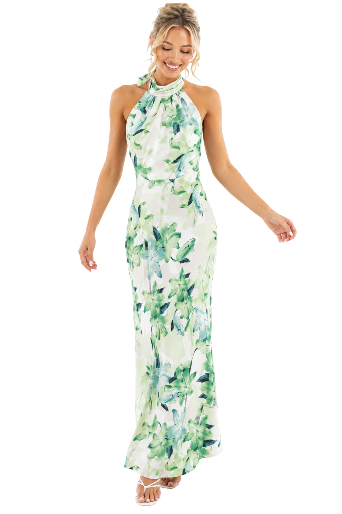VESTIDO ELZAIRE  GREEN FLORAL MIDI