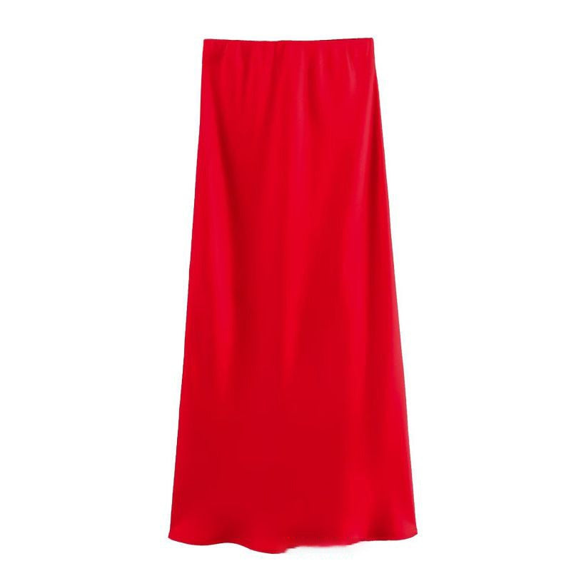 FALDA MAXI ROJA SATIN