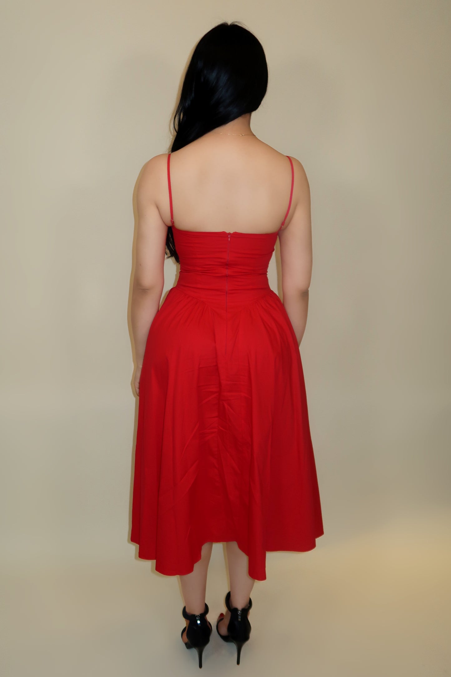 SCARLETT DRESS MIDI ROJO