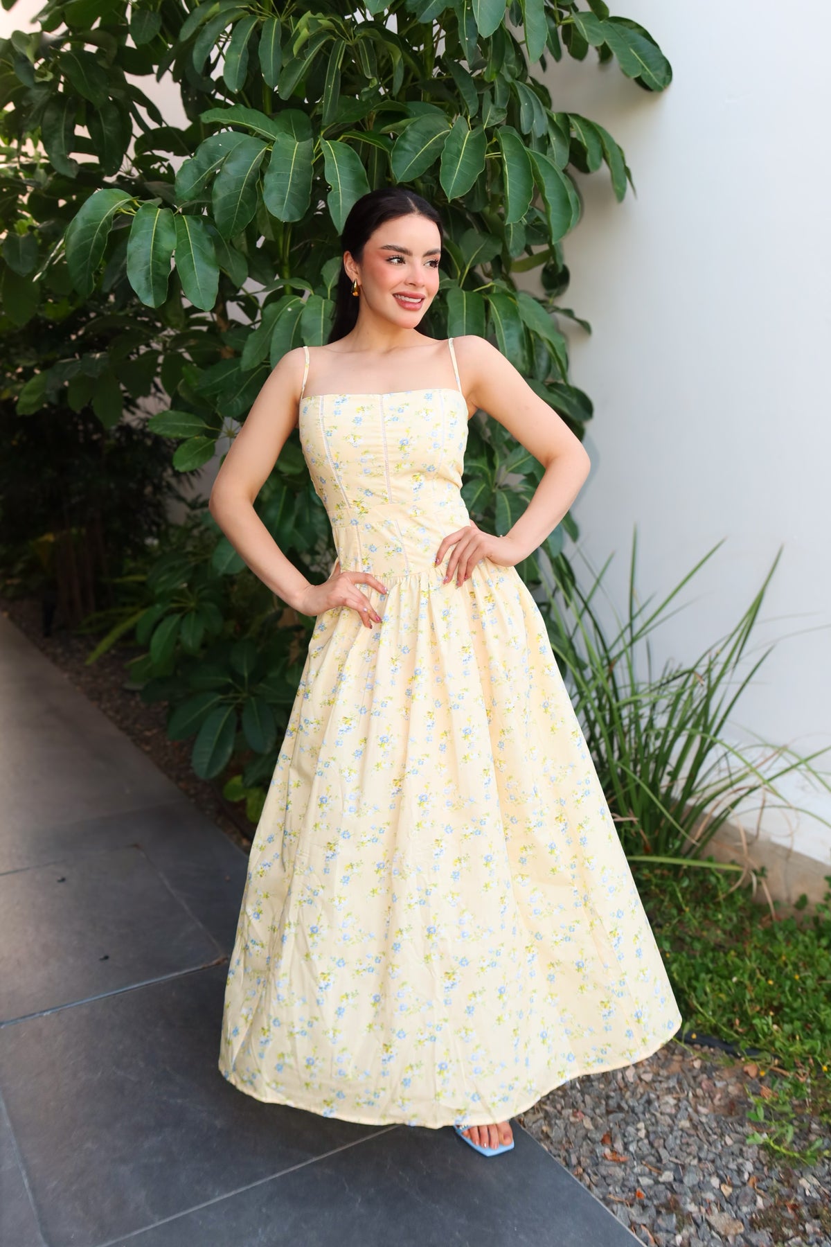 VESTIDO MIDI DAISY BUTTER YELLOW FLORAL