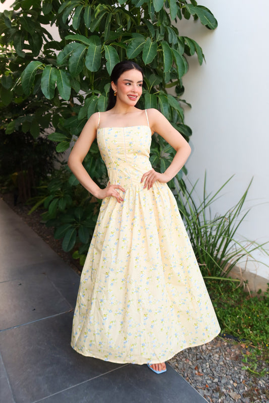 VESTIDO MIDI DAISY BUTTER YELLOW FLORAL