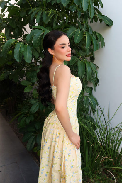 VESTIDO MIDI DAISY BUTTER YELLOW FLORAL