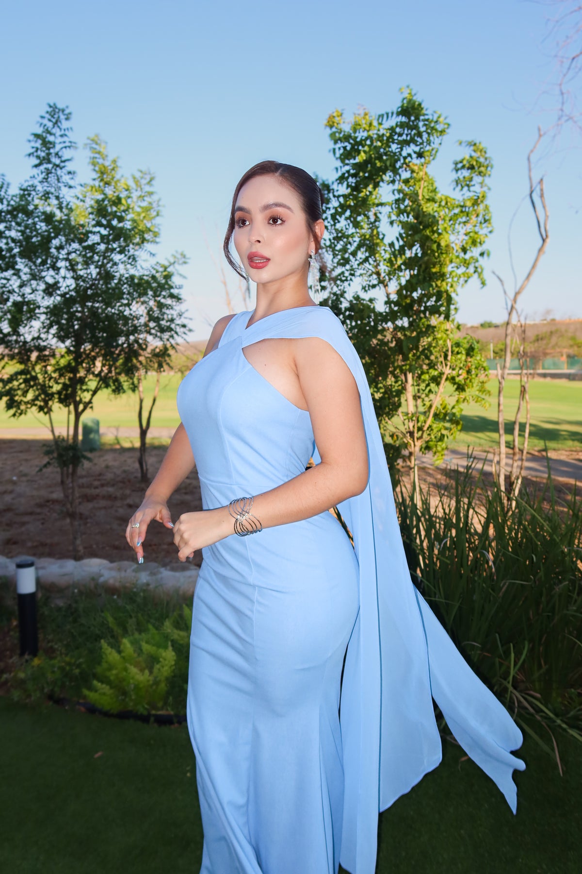 VESTIDO MAXI NAVILA BABY BLUE