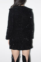 VESTIDO LENTEJUELA CON NUDO NEGRO