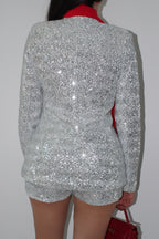 CONJUNTO LENTEJUELA PLATA BLAZER + SHORT
